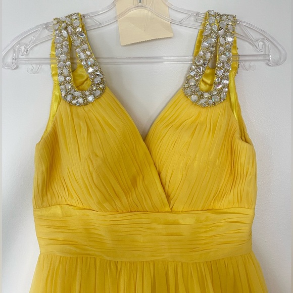 Yellow Jovani Chiffon Evening Gown - Picture 2 of 12